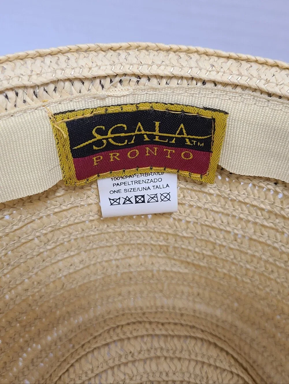 Scala Pronto Natural Paper Straw Fedora Hat Black Grosgrain Ribbon Bow